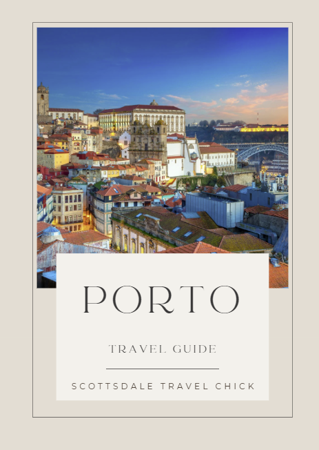 Porto cityscape with colorful buildings and bridge.